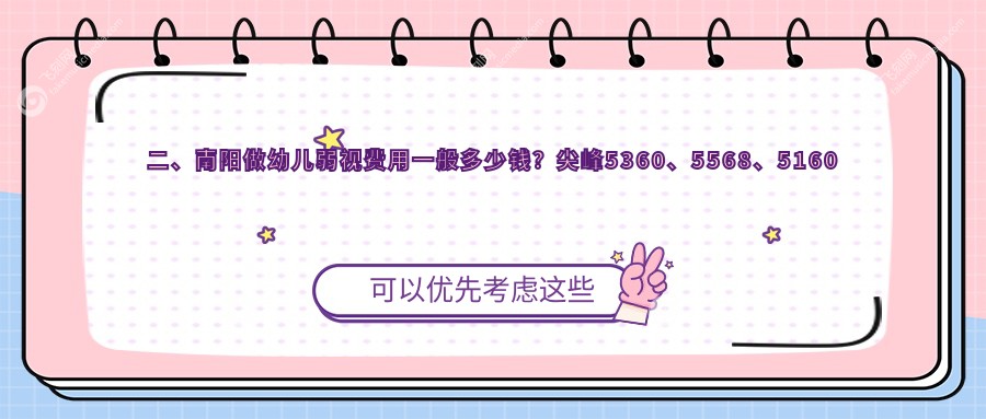 二、南阳做幼儿弱视费用一般多少钱?尖峰5360、5568、5160