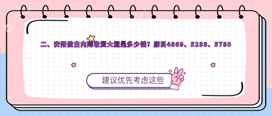 二、安阳做白内障收费大概是多少钱？康目4869、5288、5780